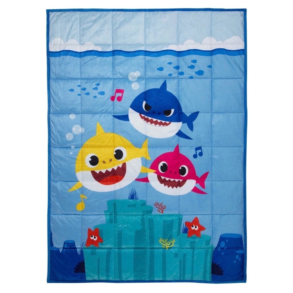 Pinkfong Baby Shark Weighted Blanket Kids 36x48 Blue 4.5lb NEW